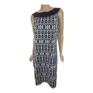 Voir Voir Sheath Dress Black & White Sleeveless Size 14 Back Zipper